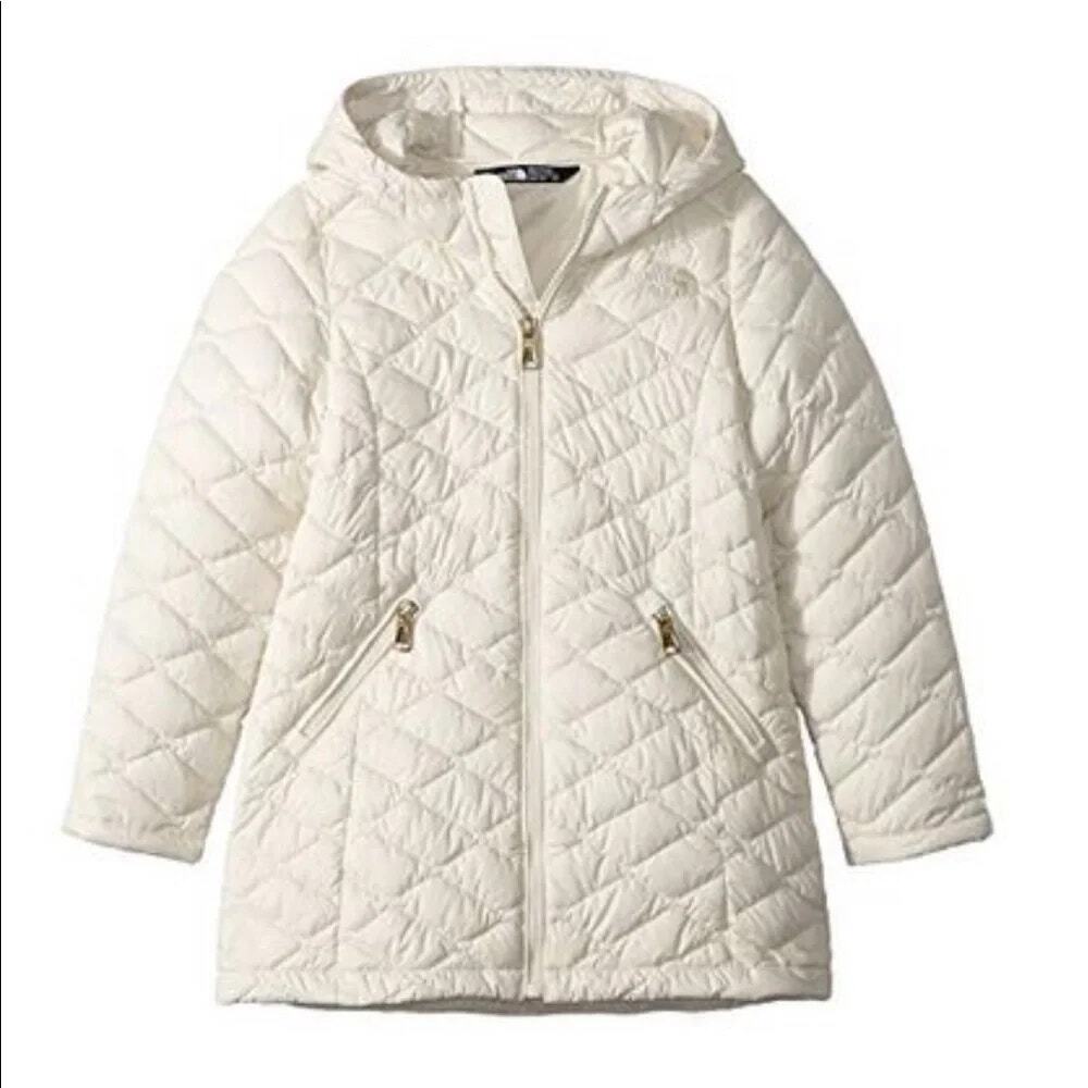 The North Face ThermoBall Long Sleeve Full Zip Quilted Jacket Cream Girl 14-16 L